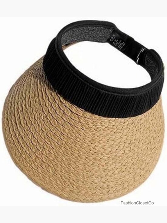 Wide Brim Straw Visor with Adjustable Fit and UPF50+ Protection, Foldable and main image 5
